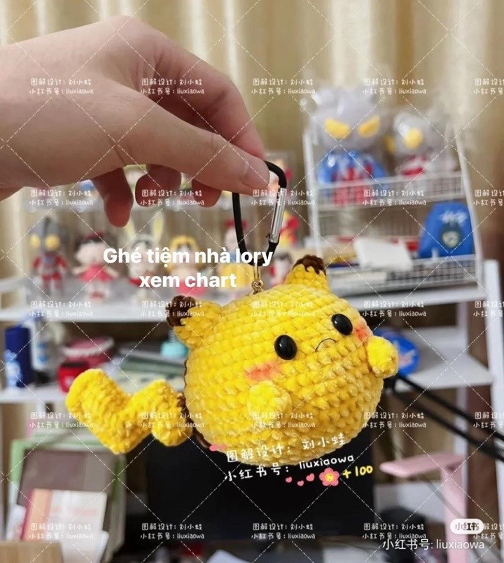 Chart Móc Len Búp bê Pikachu Mochi Dáng Ngủ Dễ Thương