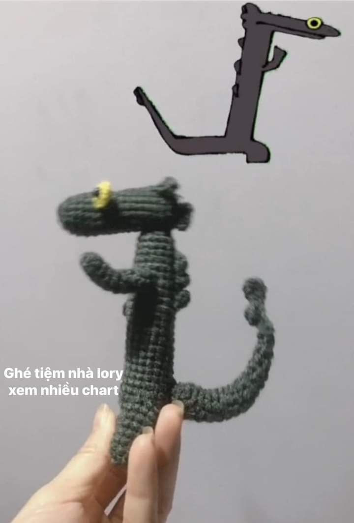 Chart móc len búp bê rồng Baby Dragon màu hồng dễ thương