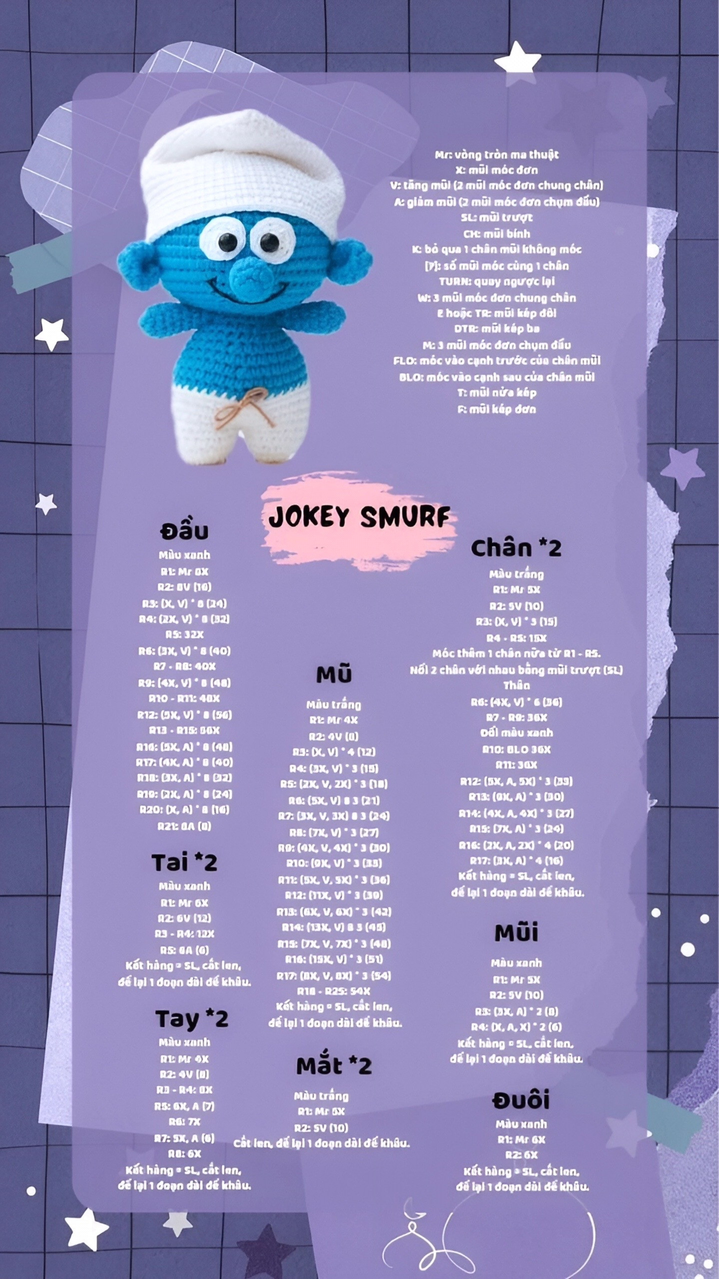 Chart Móc Len Búp bê Smurf Jokey - Ami Saigon