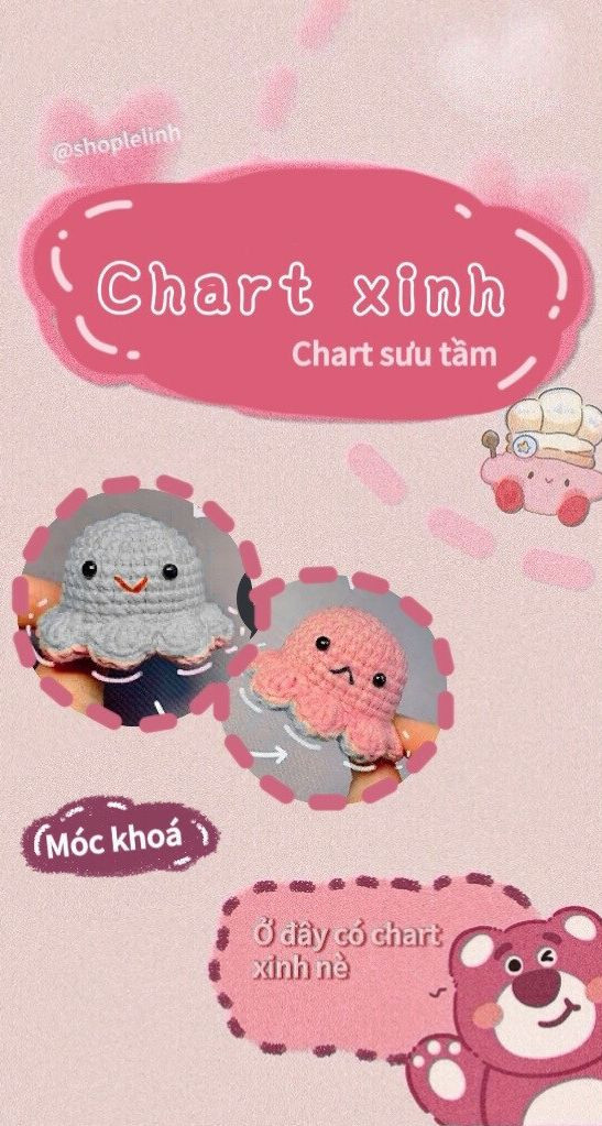 Chart móc len búp bê sứa và bạch tuộc cảm xúc dễ thương