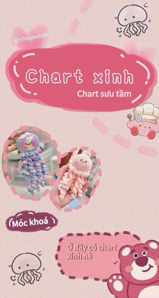 Chart móc len búp bê sứa và bạch tuộc cảm xúc dễ thương