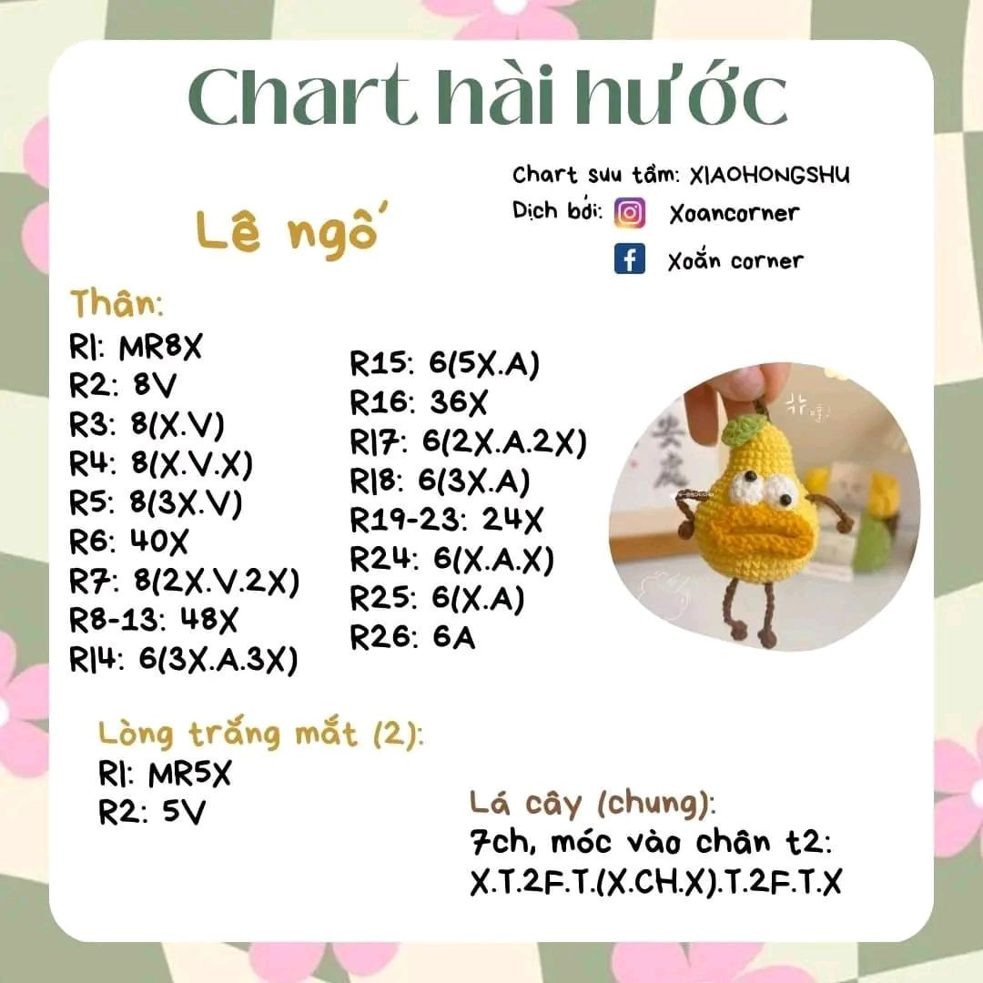 Chart móc len búp bê Táo Cọc và Lê Ngô hài hước