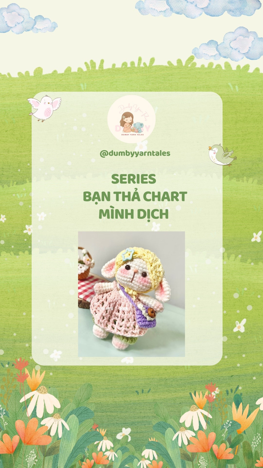 Chart móc len búp bê thỏ đồng quê dễ thương
