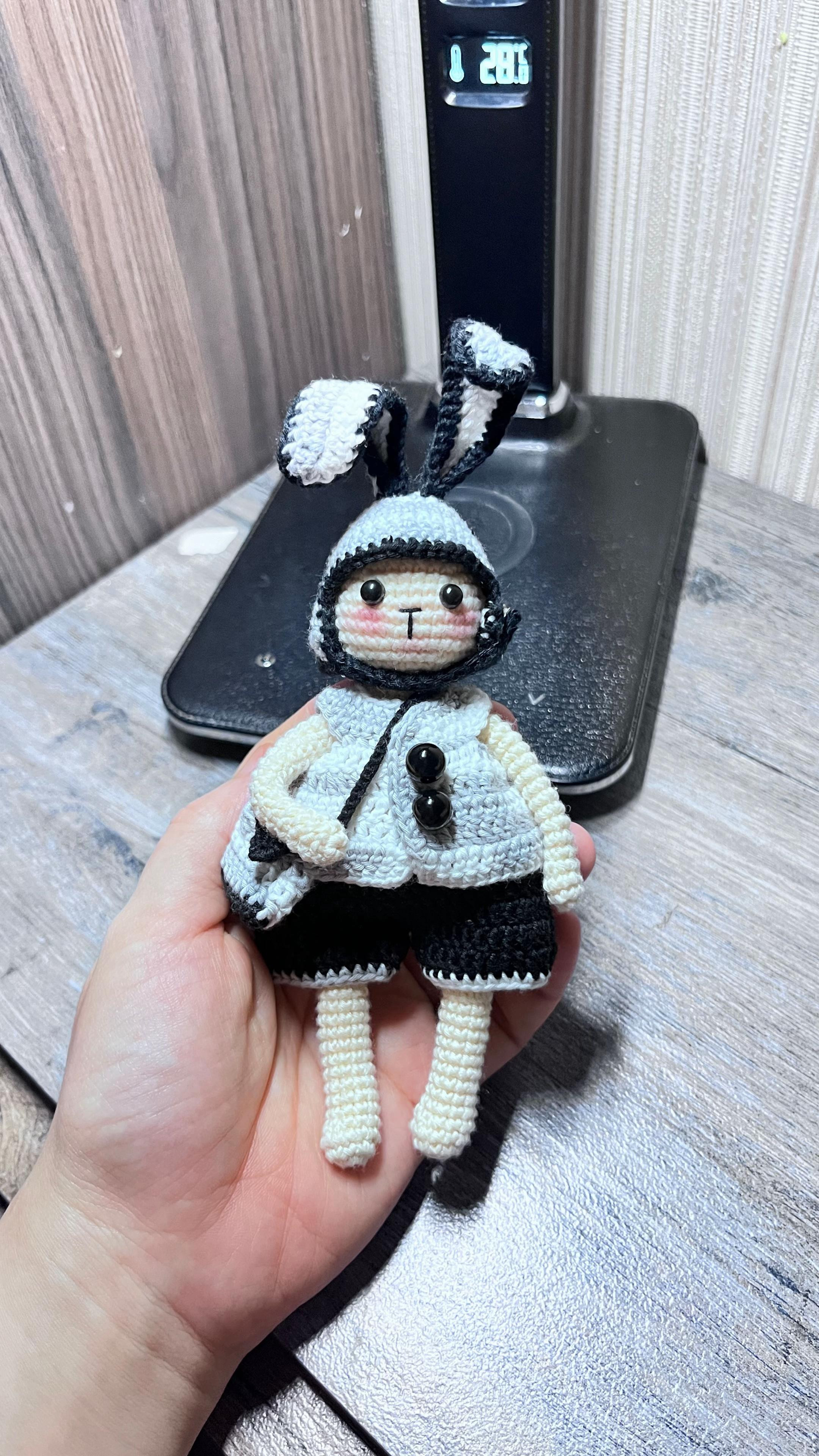 Chart Móc Len Búp Bê Thỏ Mặc Áo Khoác Và Quần