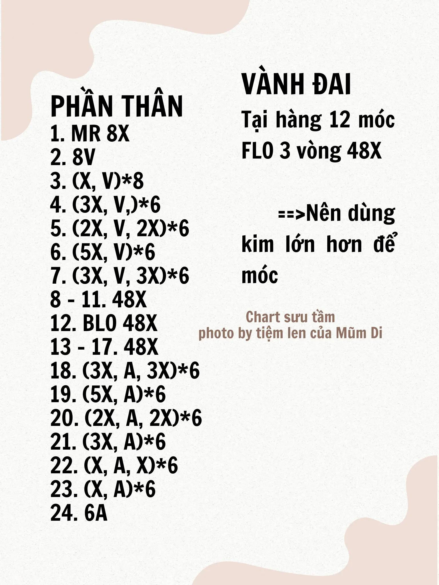 Chart móc len búp bê Tiểu Hành Tinh dễ thương