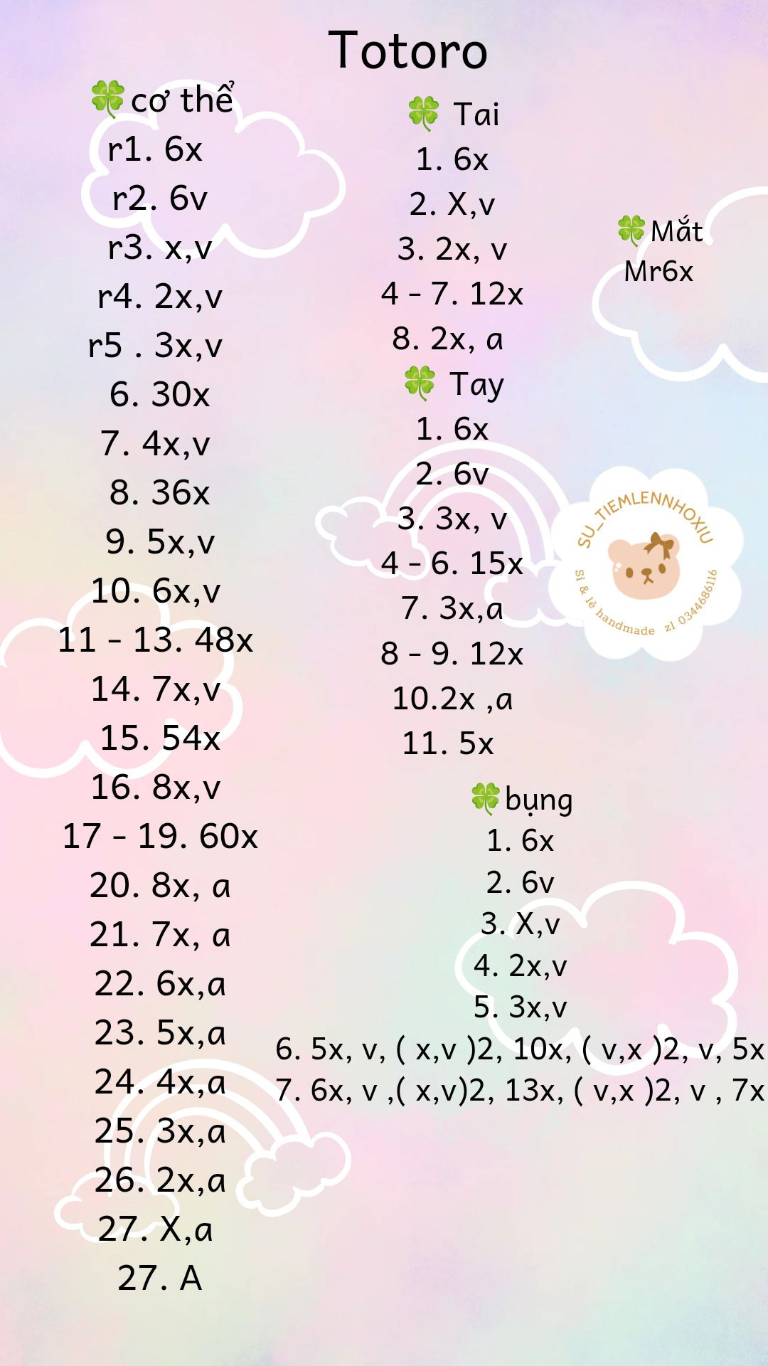 Chart móc len búp bê Totoro xám và bạn bè