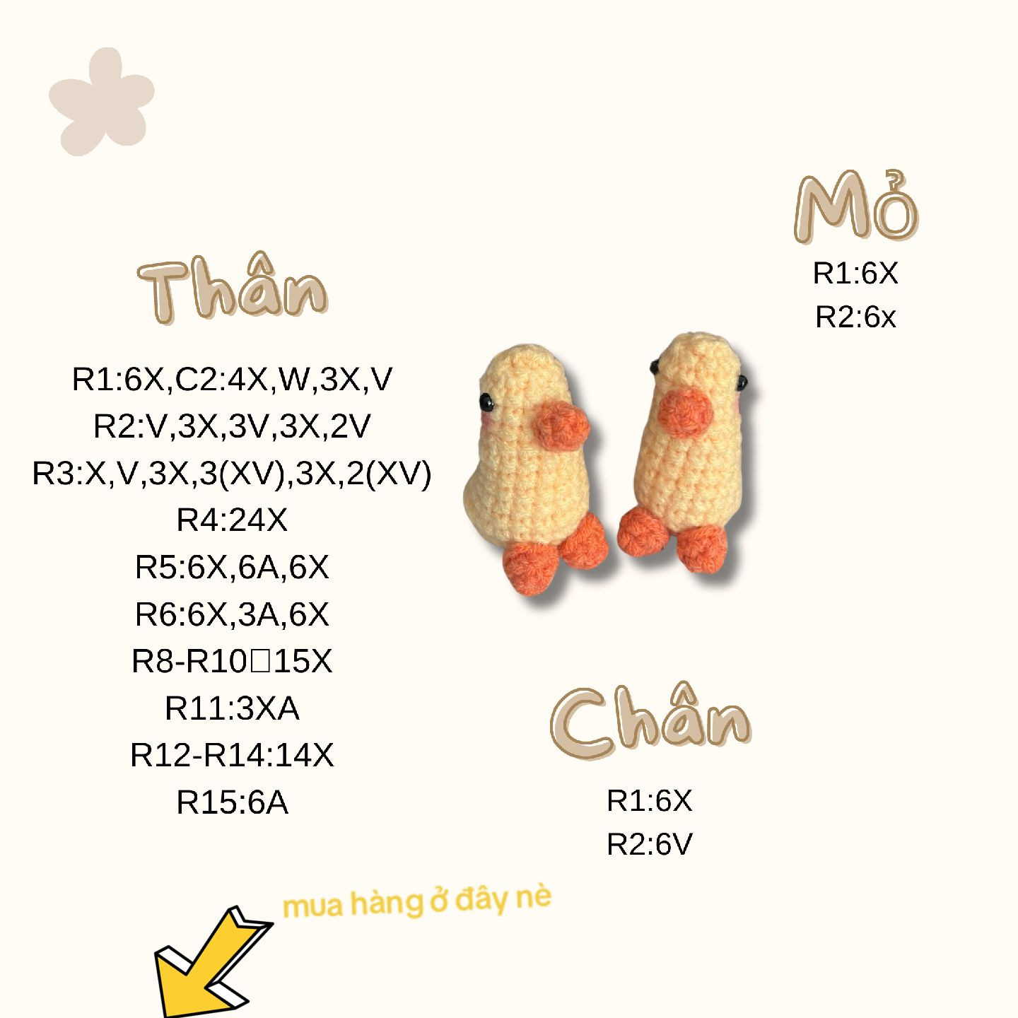 Chart móc len búp bê vịt vàng dễ thương vô tri