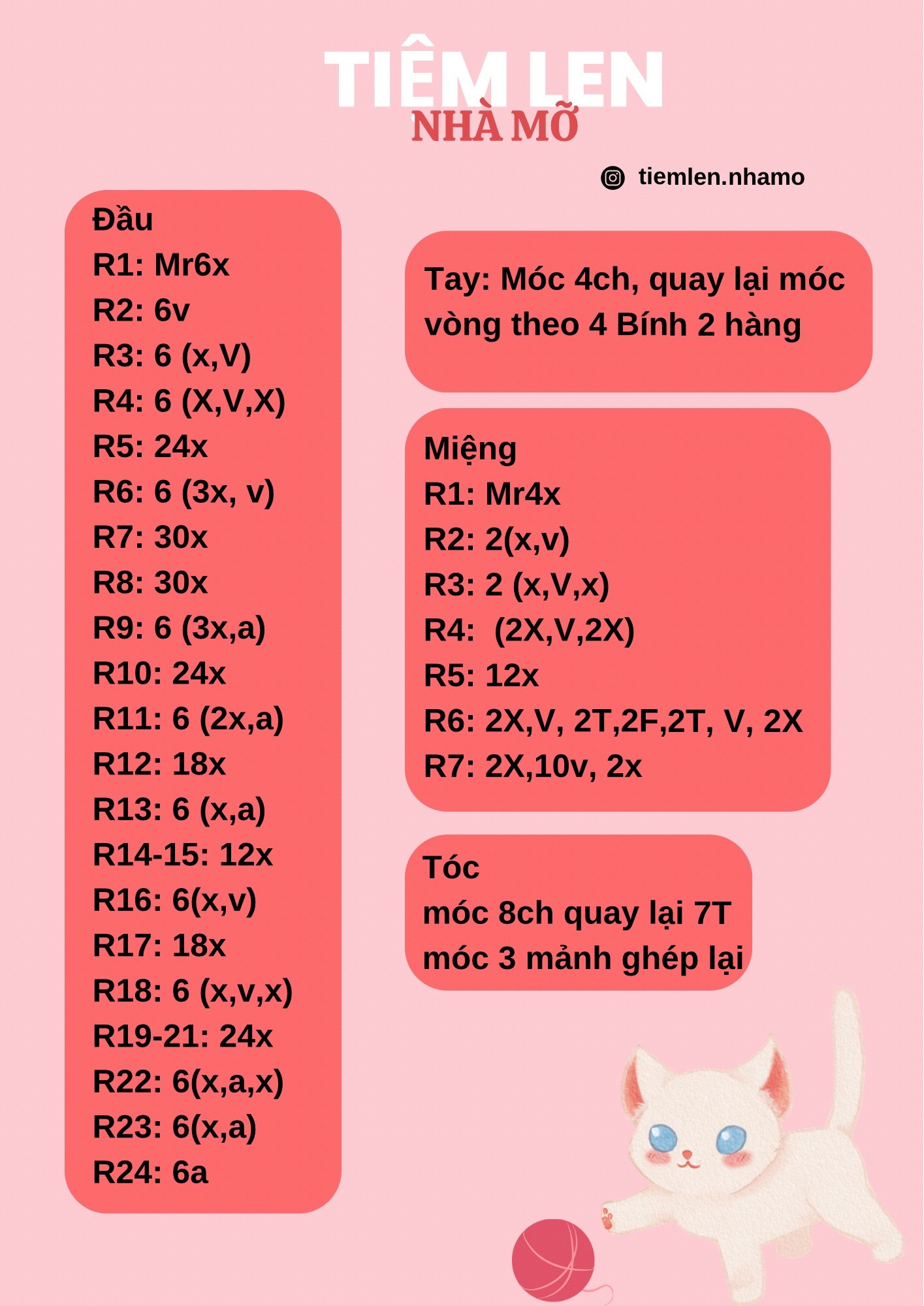 Chart móc len búp bê vịt xám Tiệm Len Nhà Mỡ