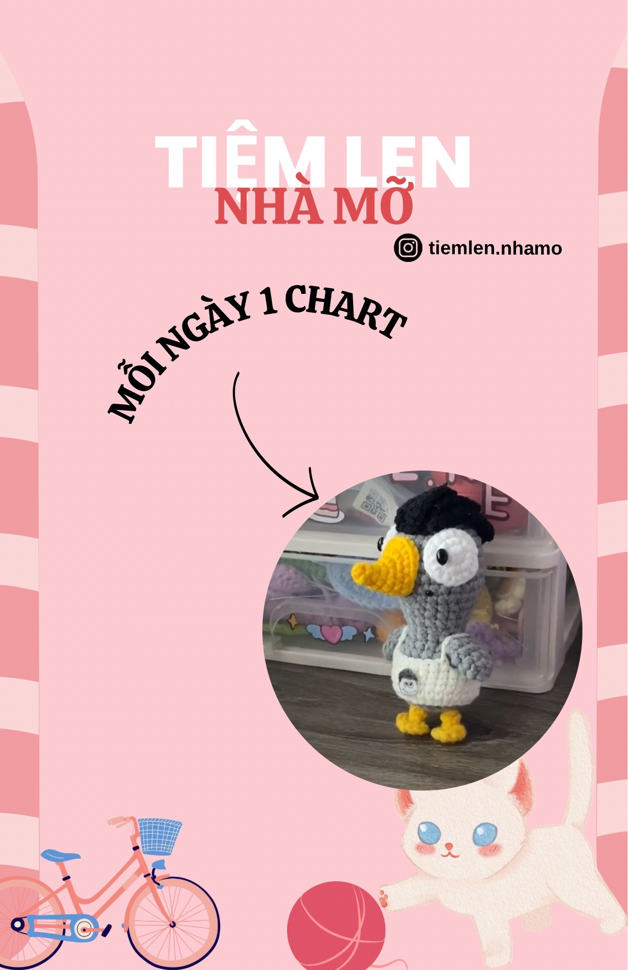 Chart móc len búp bê vịt xám Tiệm Len Nhà Mỡ