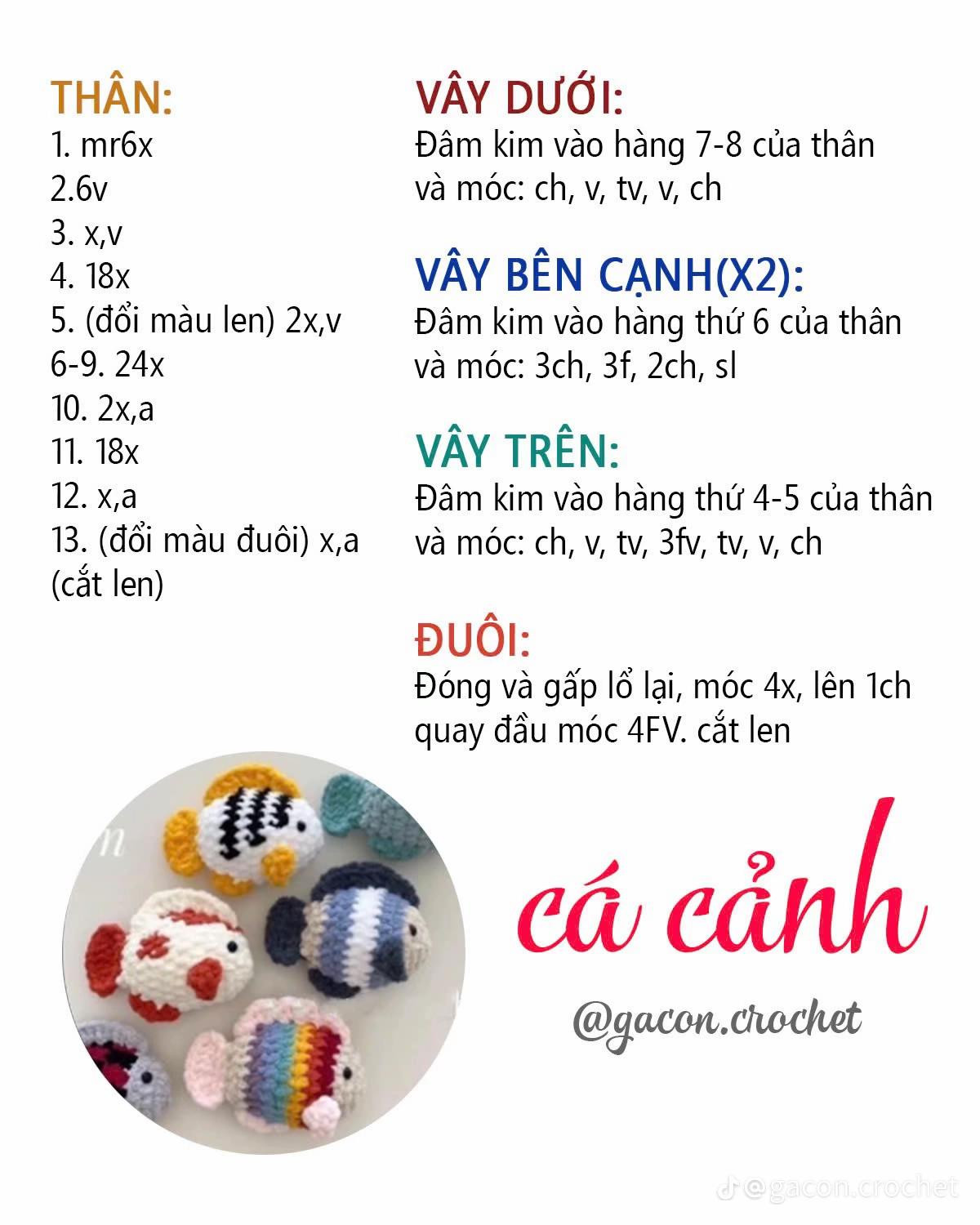Chart móc len Cá cảnh - Hướng dẫn chi tiết từng bước