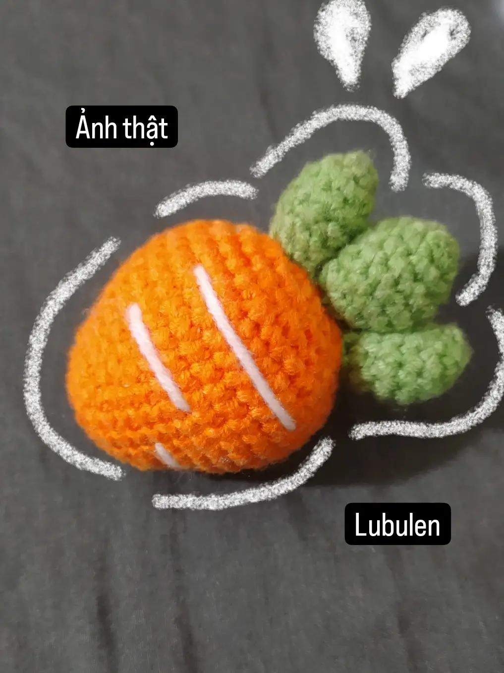 Chart móc len cà rốt dễ thương, màu cam xanh
