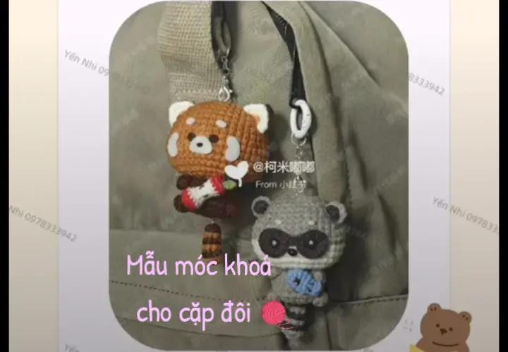 Chart móc len cặp đôi Gấu Trúc Đỏ và Gấu Mèo