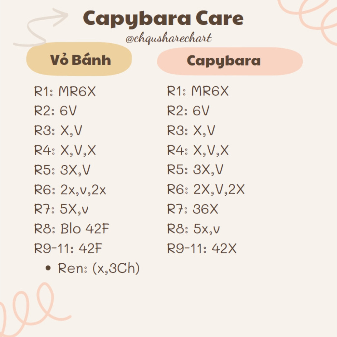 Chart móc len Capybara Care ngồi trong vỏ bánh cam dễ thương