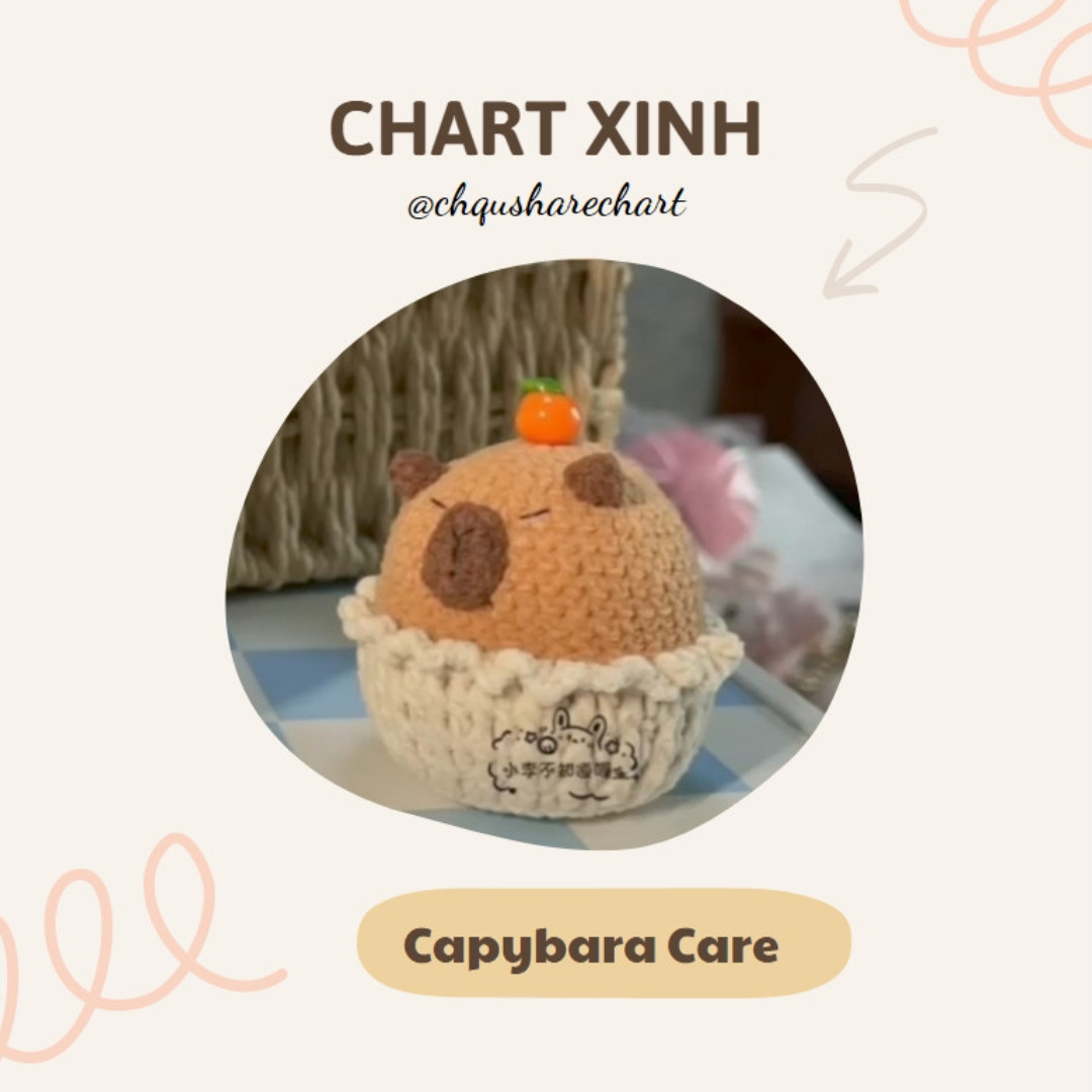 Chart móc len Capybara Care ngồi trong vỏ bánh cam dễ thương