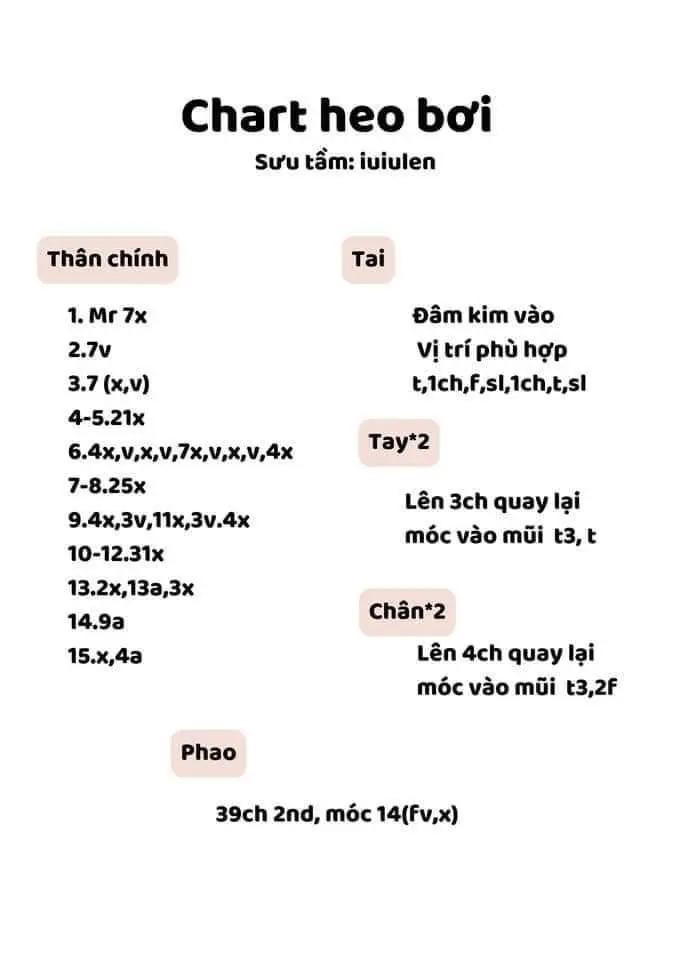 Chart móc len Capybara chảy mũi và Heo bơi mặc áo phao màu hồng dễ thương