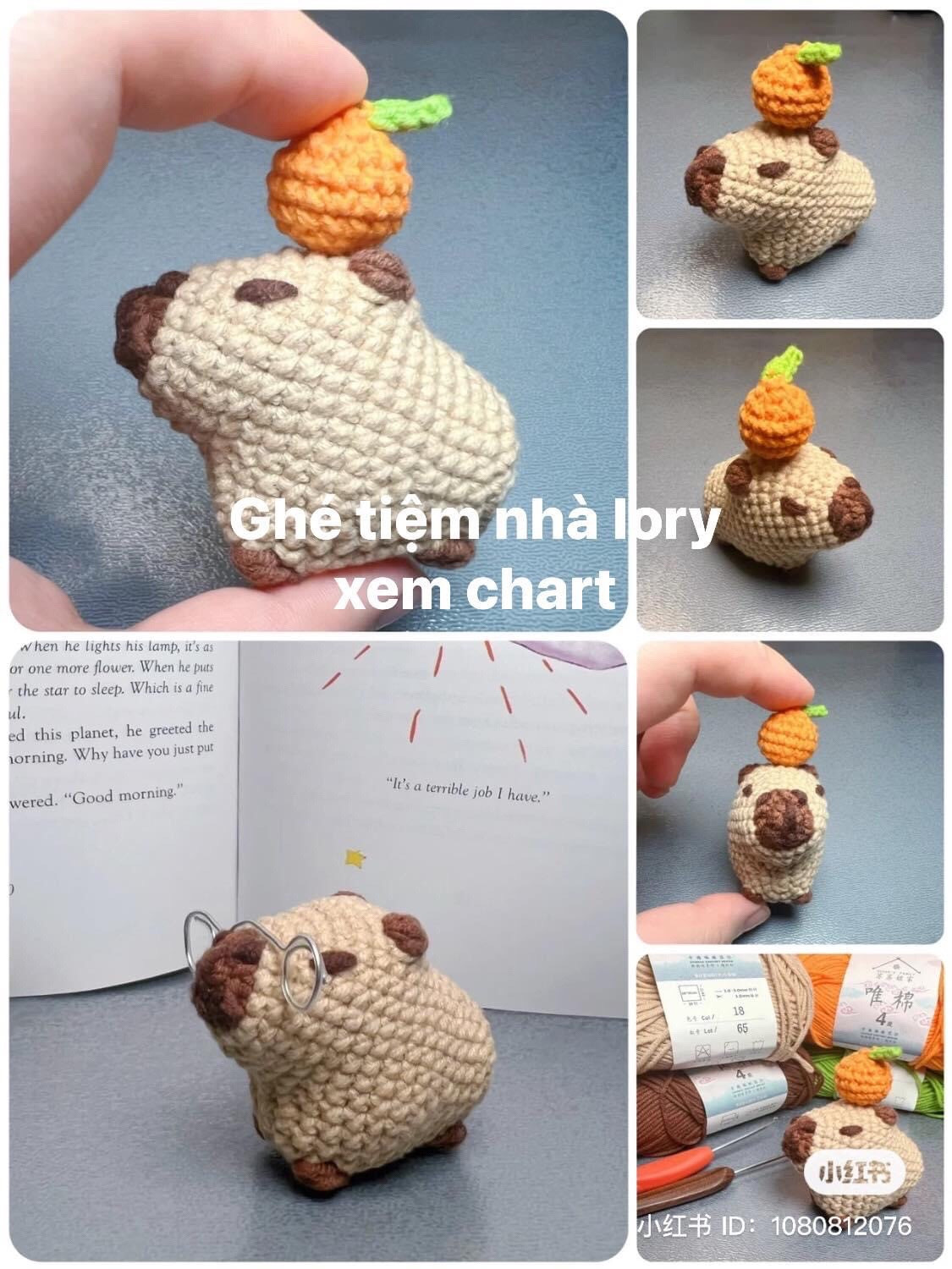 Chart Móc Len Capybara Dáng Cupcake và Trà Sữa Dễ Thương