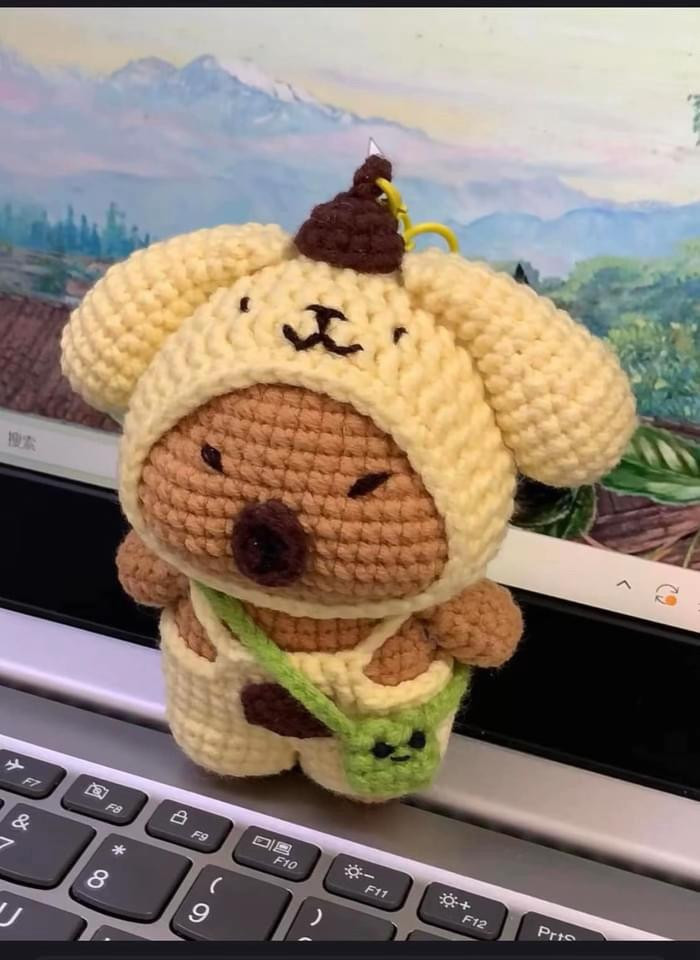 Chart móc len Capybara đội mũ cún dễ thương