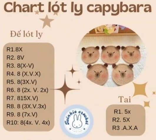 Chart Móc Len Capybara Đội Quýt Dễ Thương