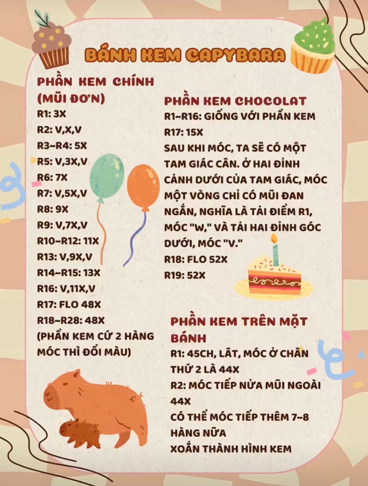 Chart Móc Len Capybara Đội Quýt Dễ Thương