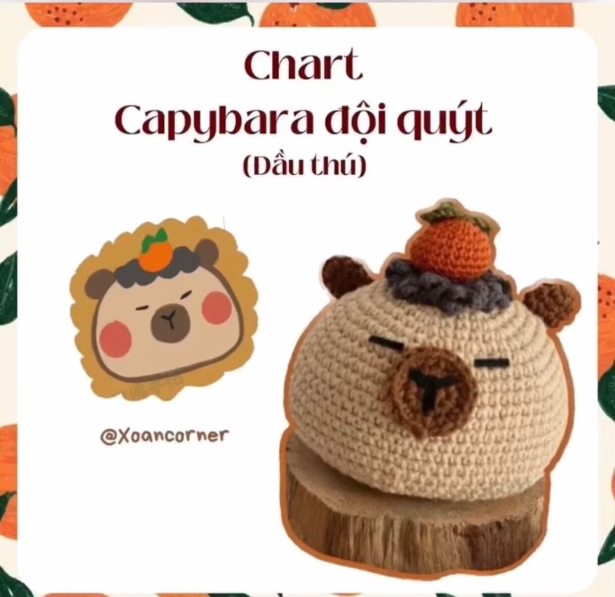 Chart Móc Len Capybara Đội Quýt Dễ Thương