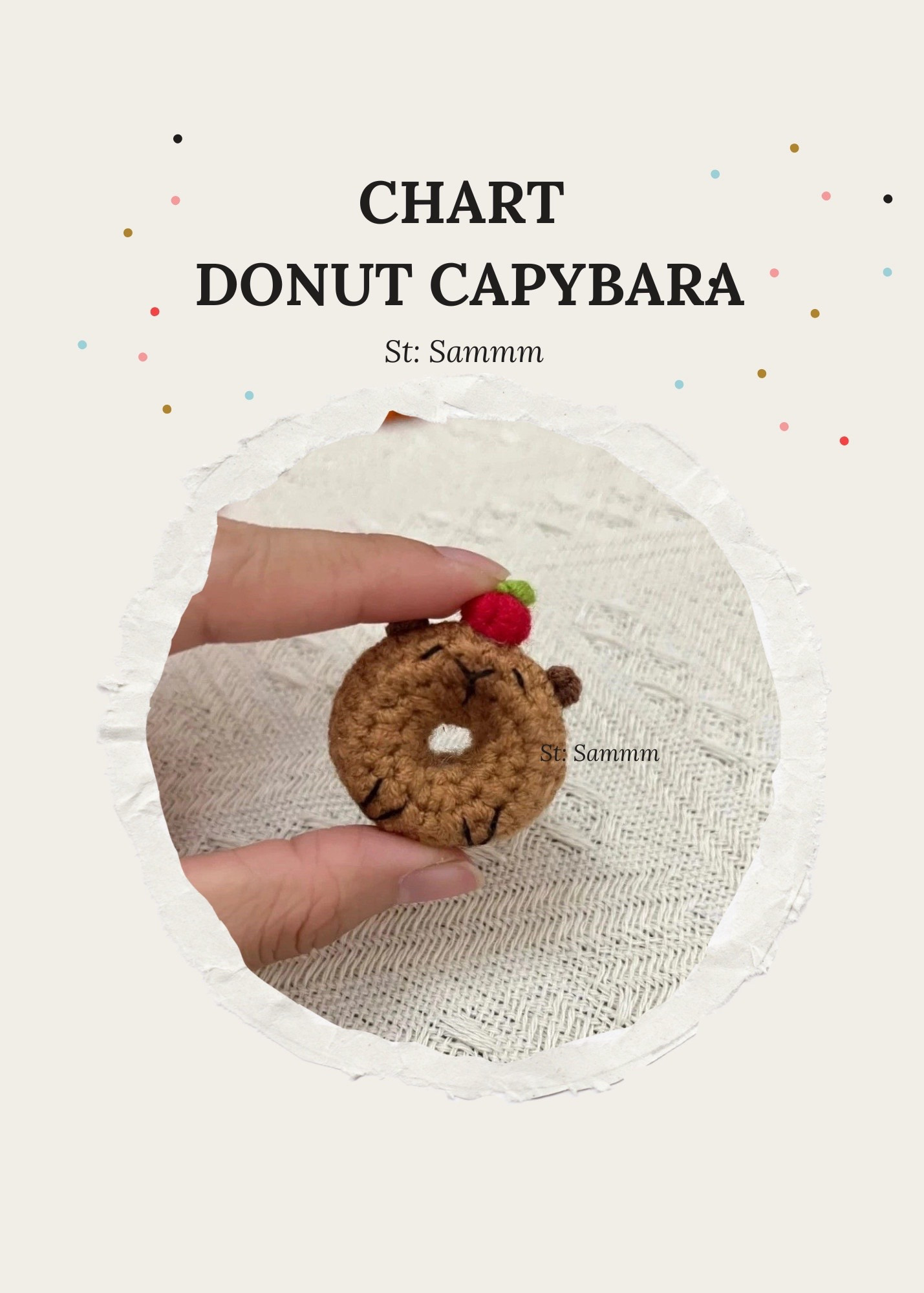 Chart móc len Capybara hình bánh Donut