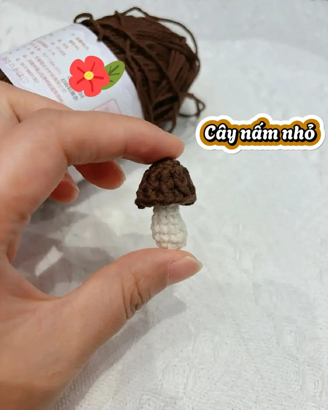 Chart Móc Len Cây Nấm Nhỏ Màu Hồng Và Nâu - Hướng Dẫn Chi Tiết Từng Hàng