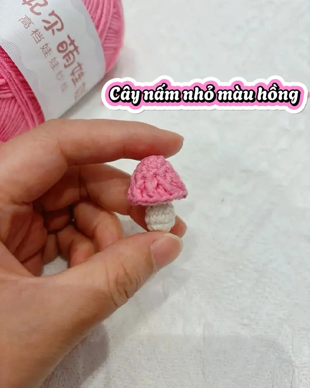 Chart Móc Len Cây Nấm Nhỏ Màu Hồng Và Nâu - Hướng Dẫn Chi Tiết Từng Hàng