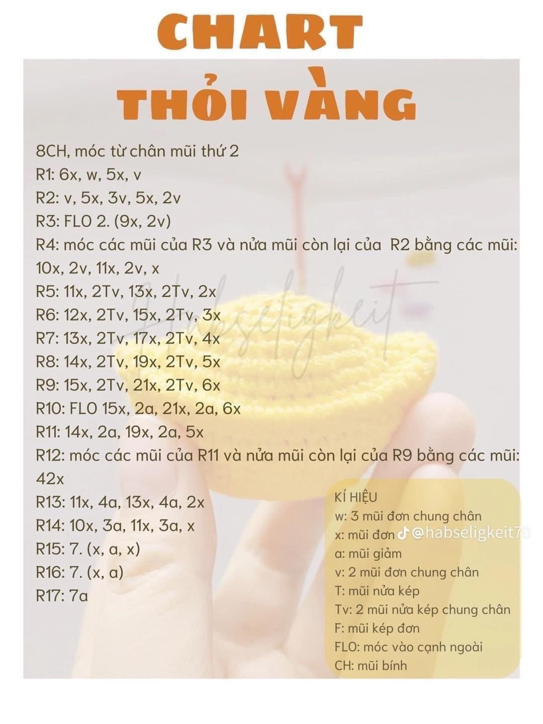 Chart móc len cây thỏi vàng và lá