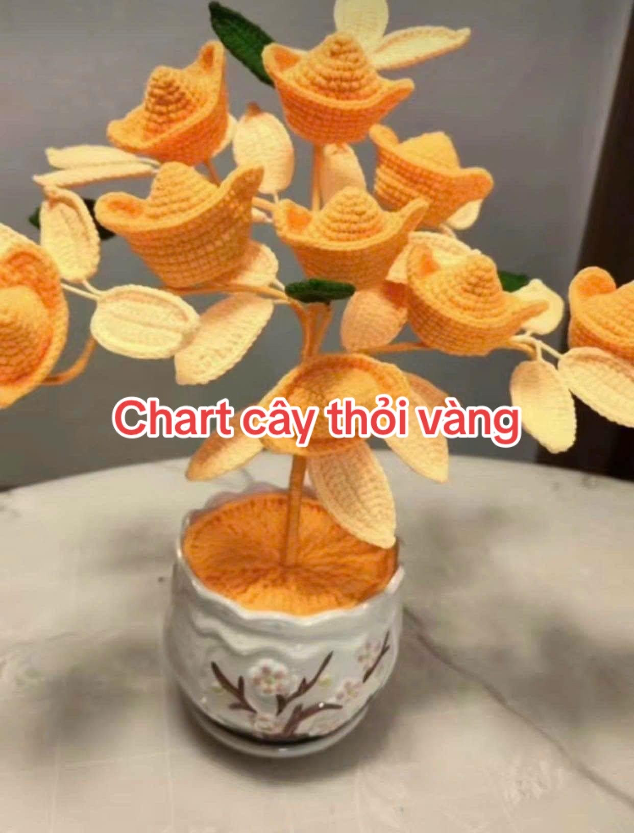 Chart móc len cây thỏi vàng và lá