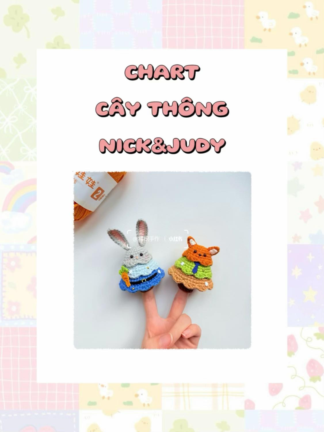 Chart móc len Cây Thông Nick & Judy Zootopia - Búp bê ngón tay