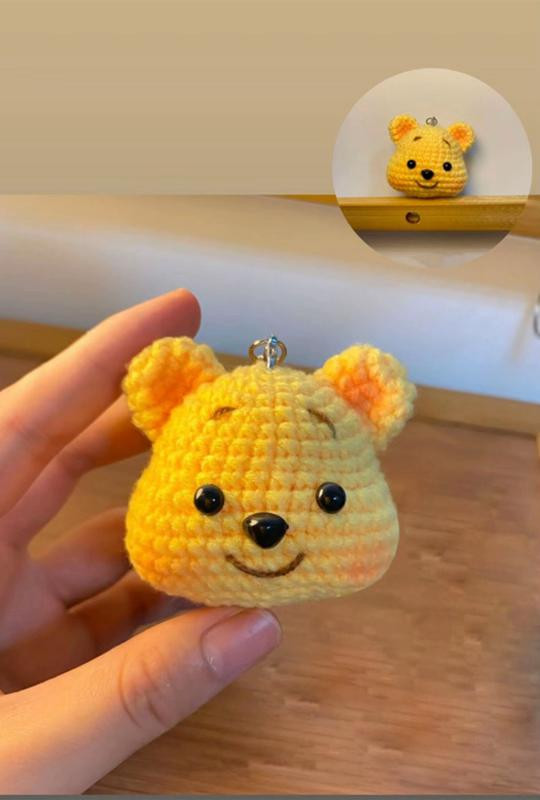 Chart móc len chìa khóa đầu gấu vàng dễ thương