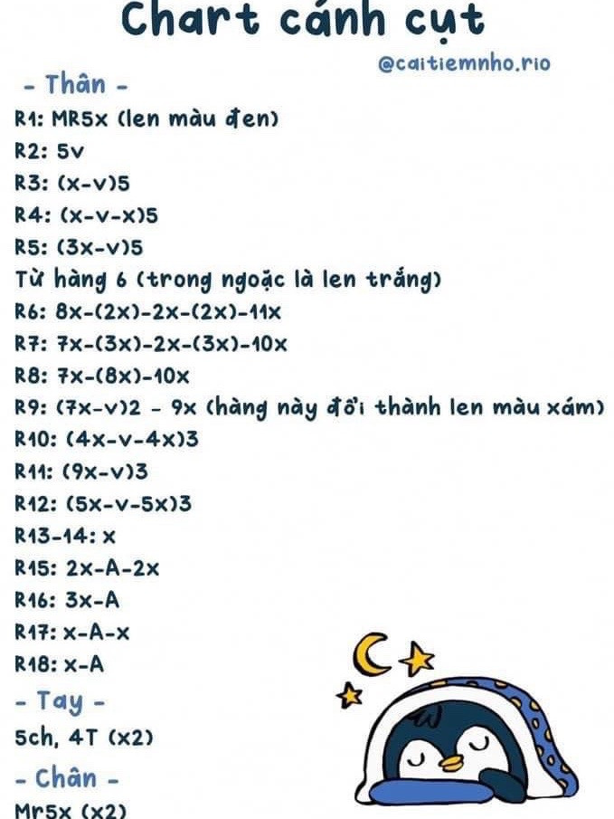 Chart móc len chim cánh cụt dễ thương
