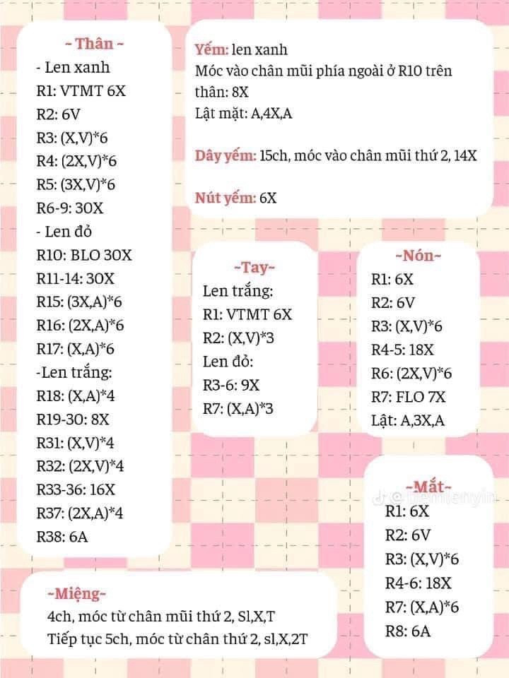 Chart móc len chim và thỏ bông dễ thương