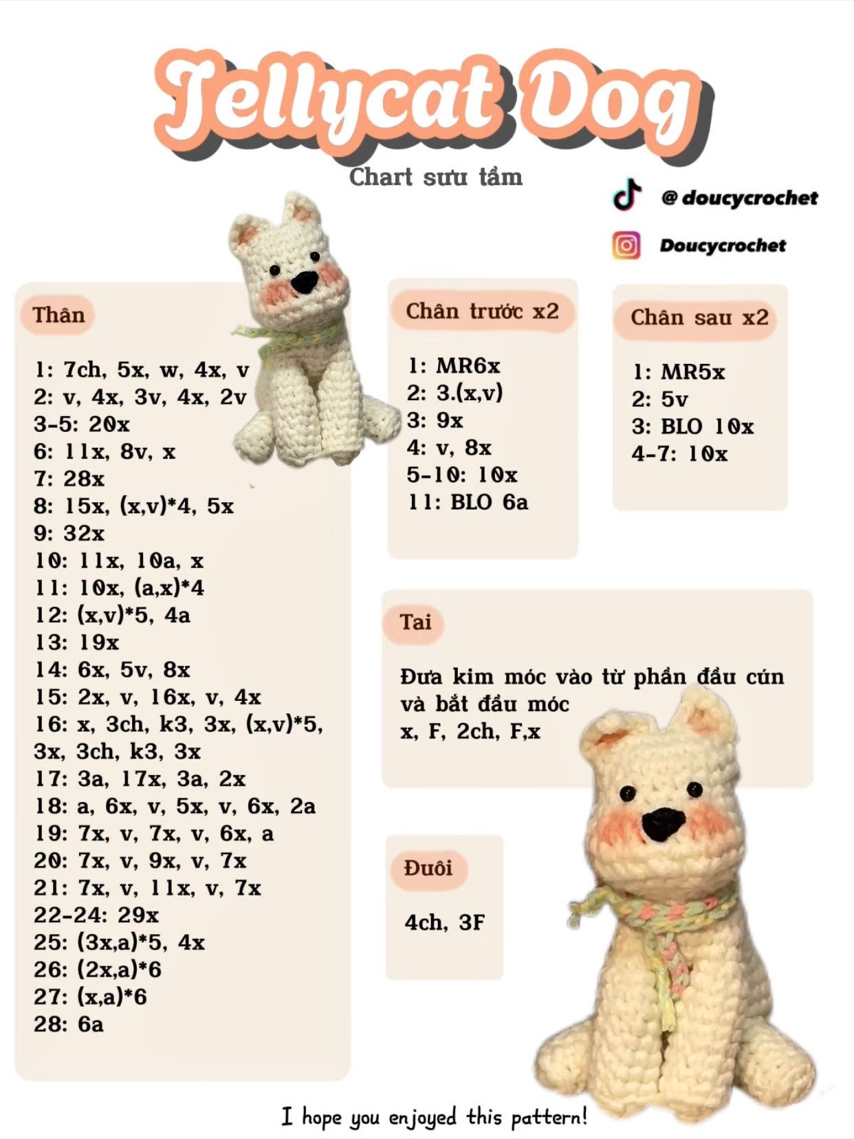 Chart móc len chó Jellycat Munro Scottie Dog màu trắng