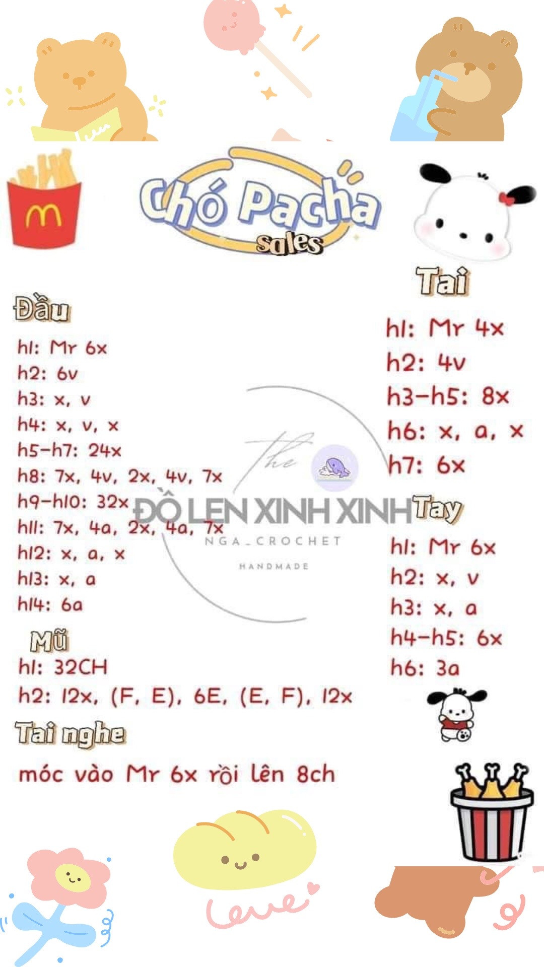 Chart Móc Len Chó Pacha Dễ Thương