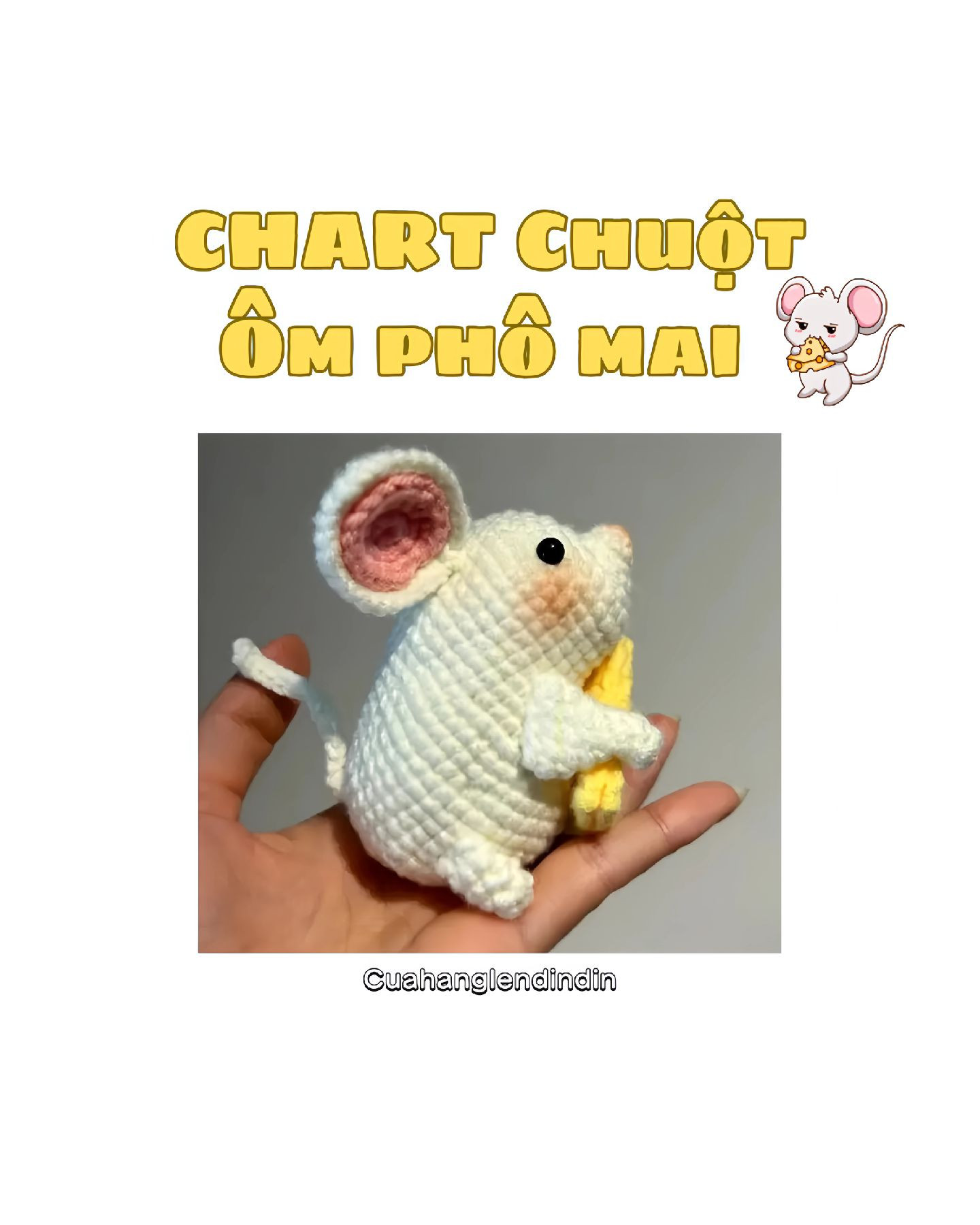 Chart móc len chuột ôm phô mai trắng dễ thương