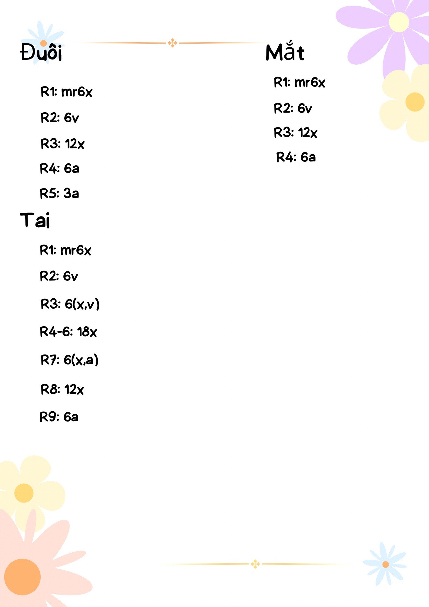 Chart móc len con cừu đen trắng dễ thương