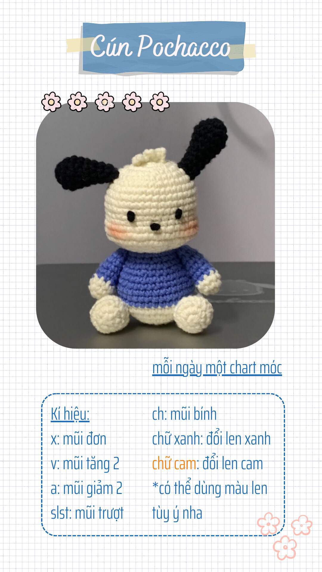 Chart móc len Cún Pochacco Sanrio dễ thương