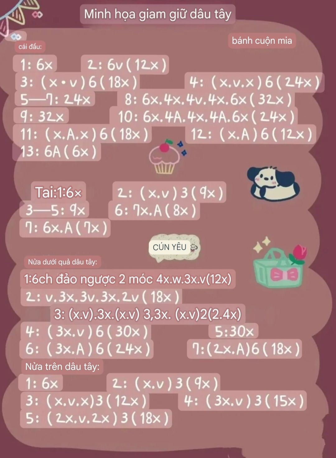 Chart Móc Len Cún Snoopy Dâu Tây Ngọt Ngào