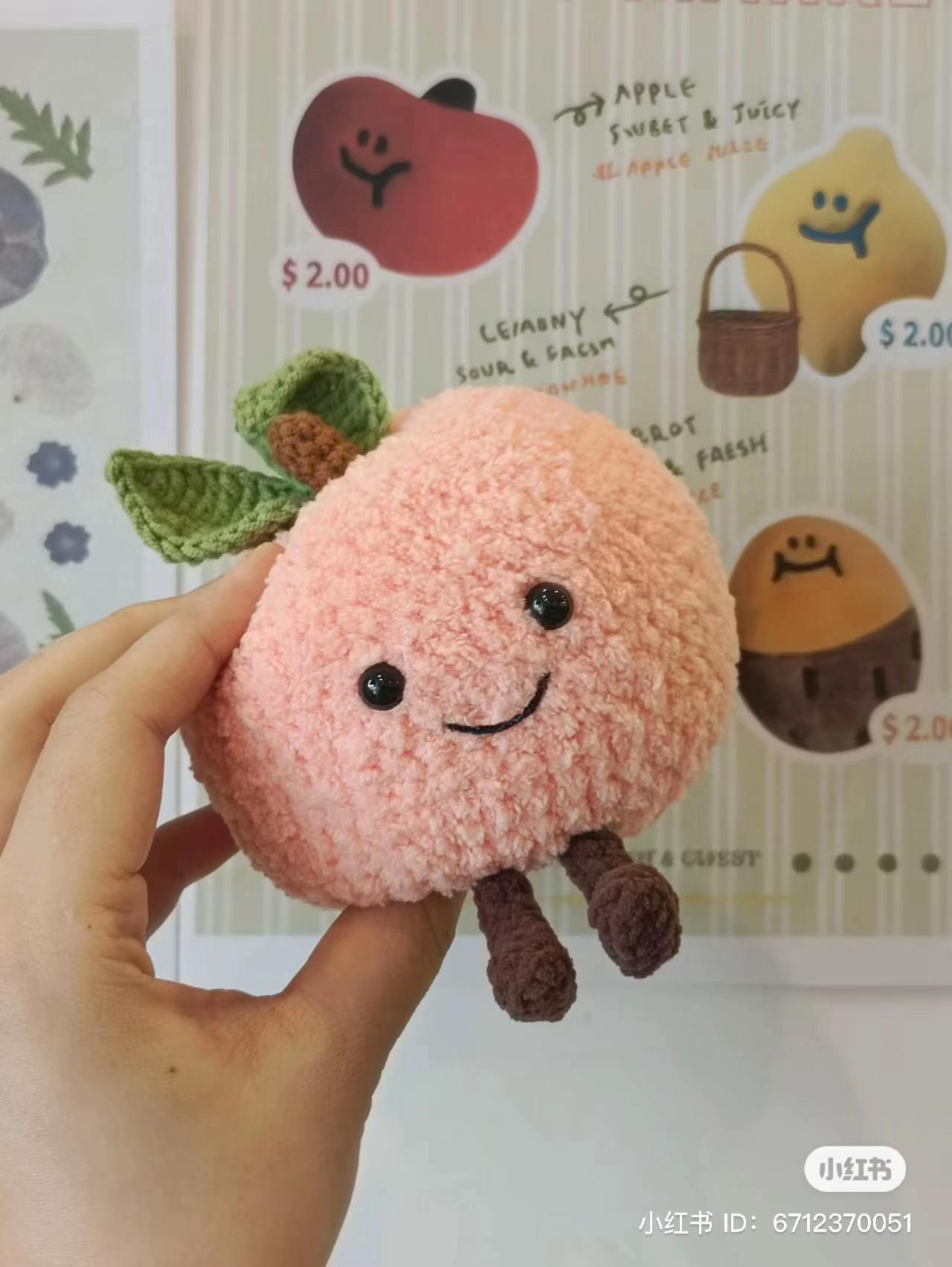 Chart Móc Len Đào Bông Xù - Hướng Dẫn Chi Tiết Làm Quả Đào Len Xù Dễ Thương