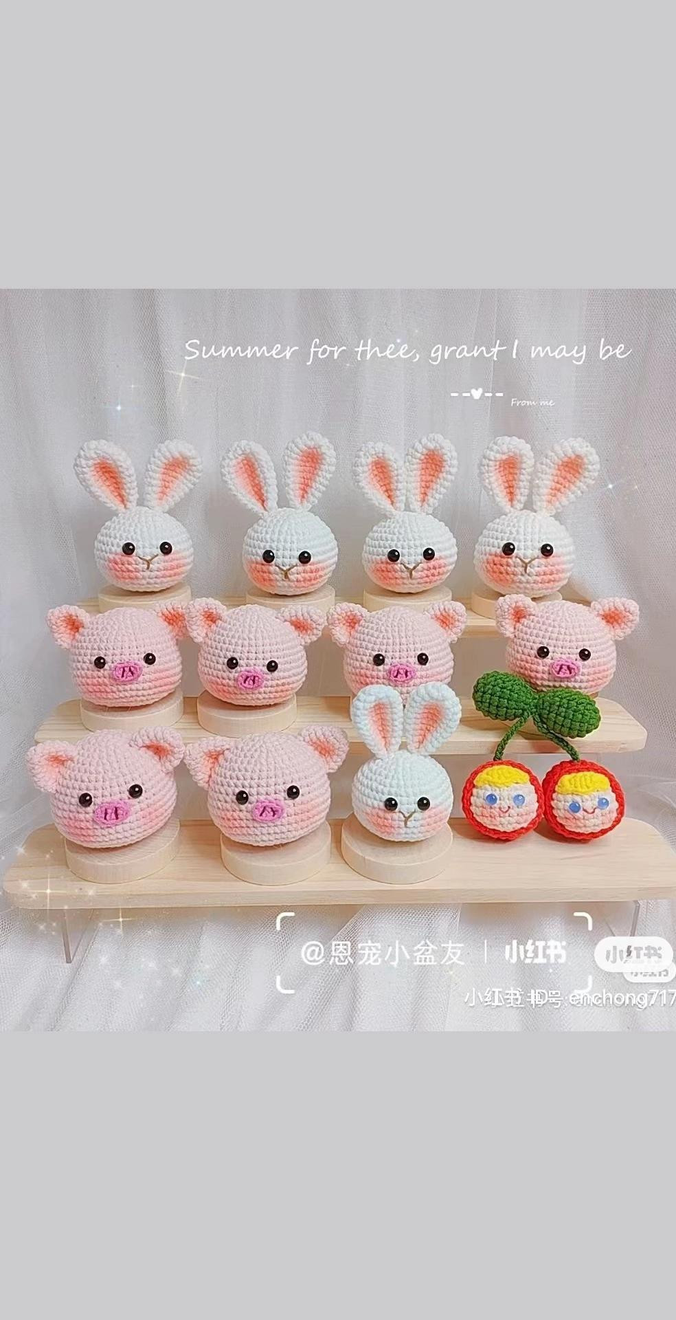 Chart móc len đầu heo siêu dễ, mẫu amigurumi hồng phấn dễ thương cho người mới bắt đầu