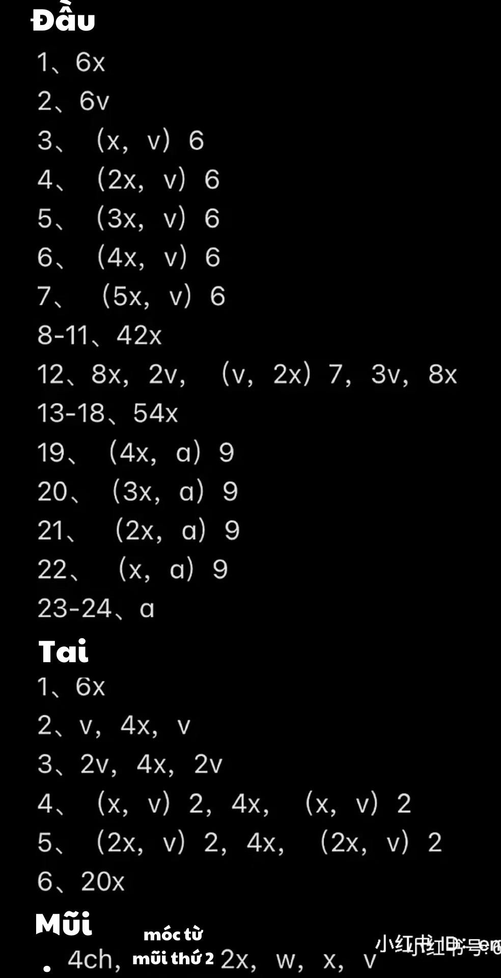 Chart móc len đầu heo siêu dễ, mẫu amigurumi hồng phấn dễ thương cho người mới bắt đầu