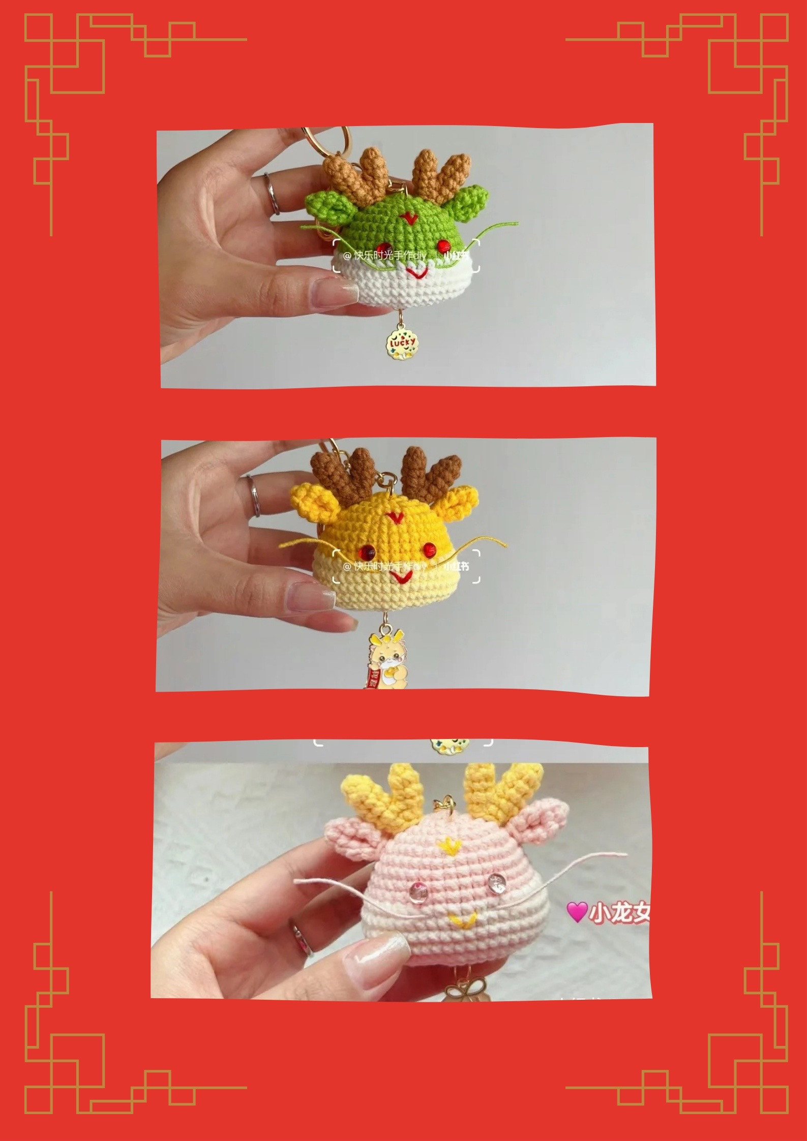 Chart móc len đầu rồng vàng dễ thương