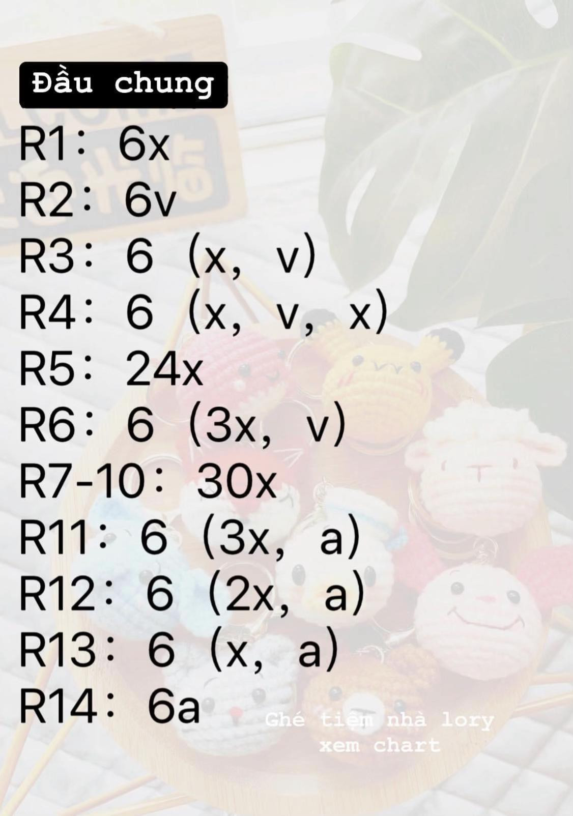 Chart móc len đầu thú mini dễ thương: chuột, gấu, Pikachu, vịt Donald