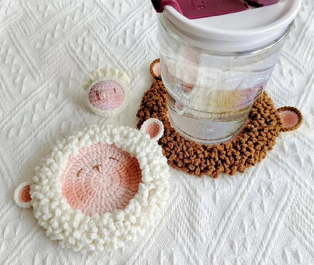 Chart Móc Len Đế Lót Ly Hình Cừu Dễ Thương