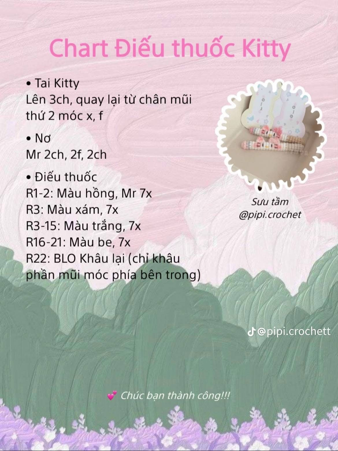 Chart móc len Điếu thuốc Kitty dễ thương