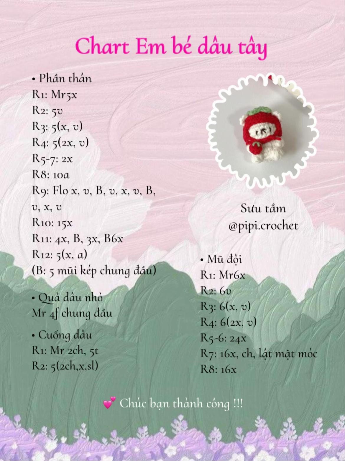 Chart Móc Len Em Bé Dâu Tây Ngọt Ngào, Dễ Thương