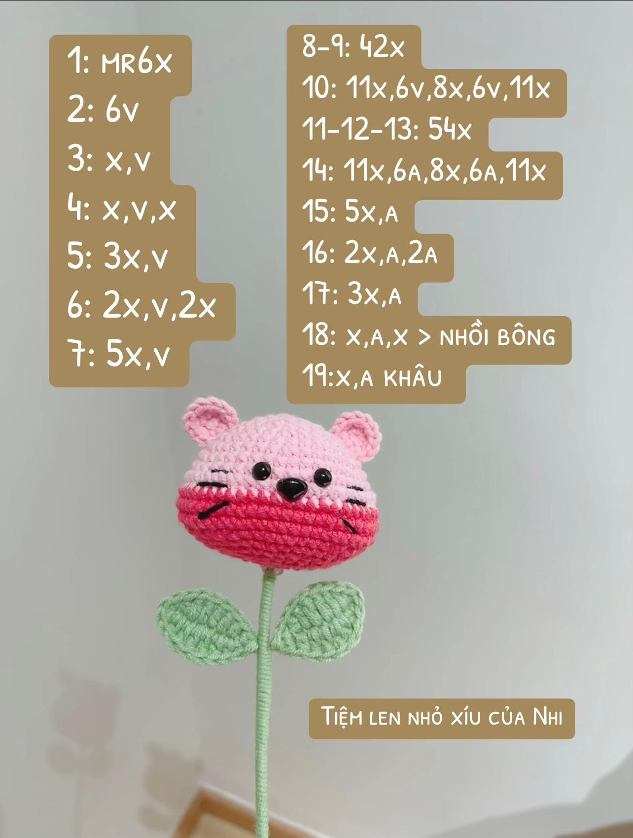 Chart móc len em chuột hồng dễ thương