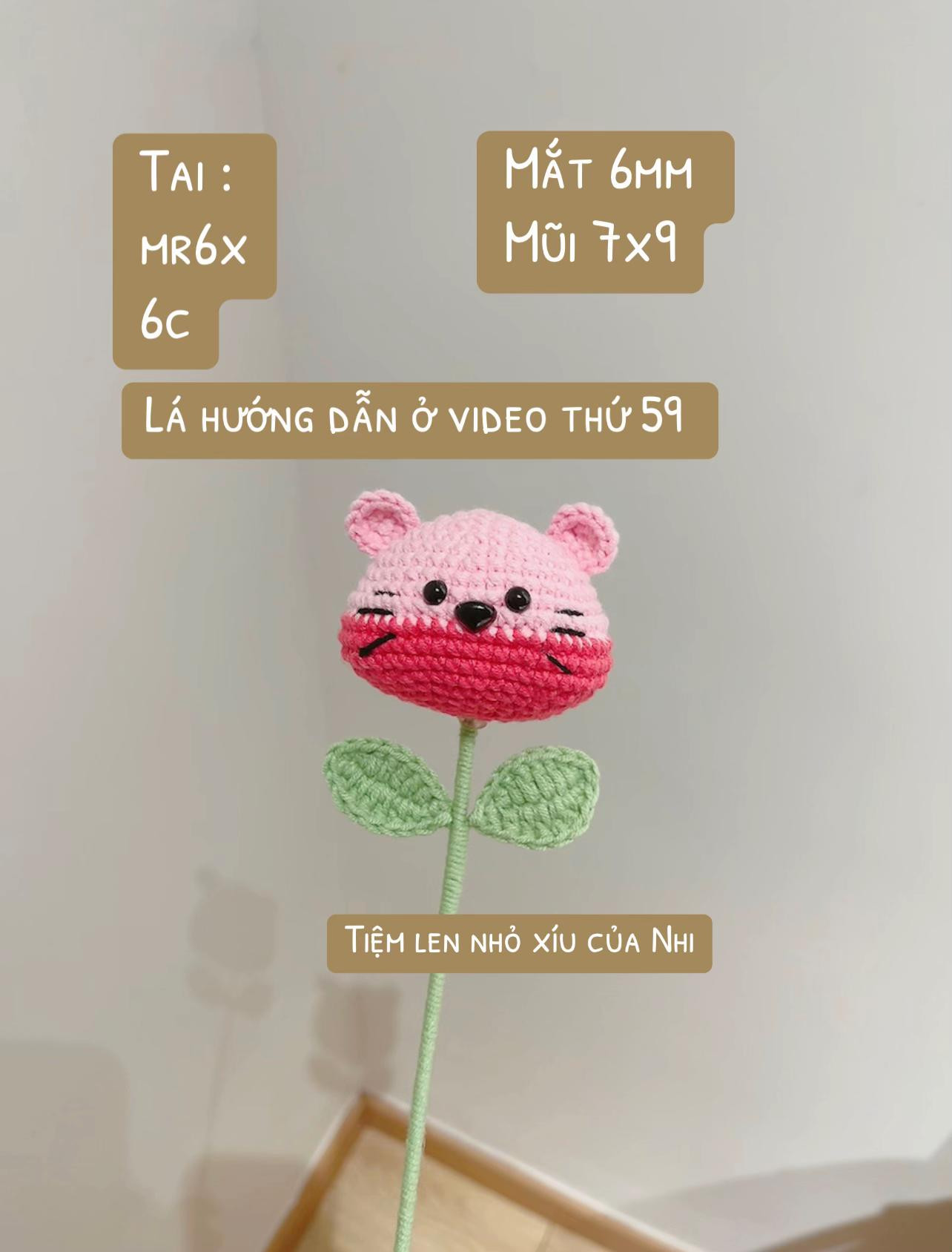 Chart móc len em chuột hồng dễ thương