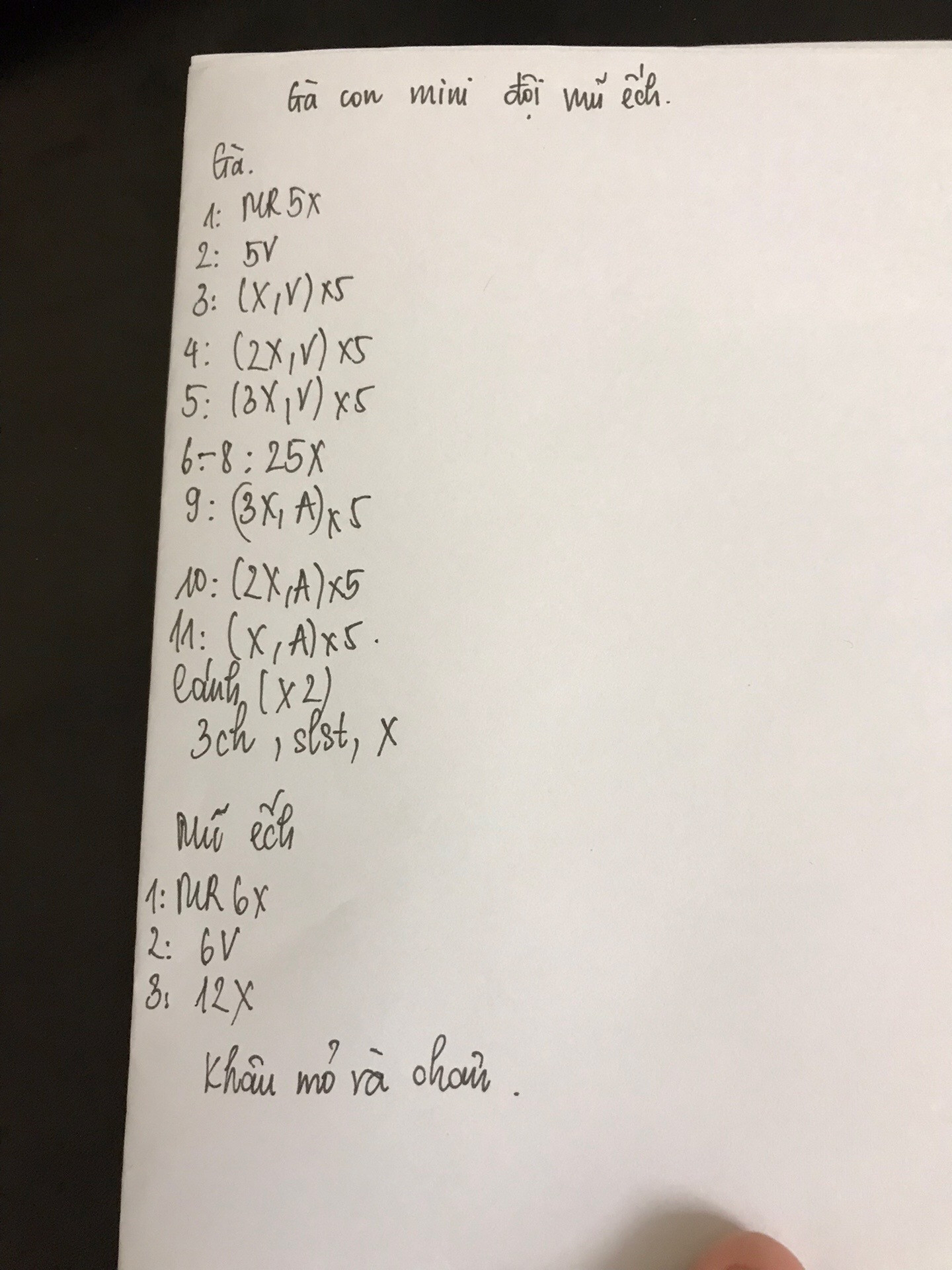 Chart móc len gà con mini đội mũ ếch